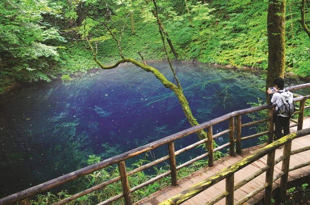 因光线和角度的关系，这边所见的清池就散发着神秘且梦幻的清蓝池水。