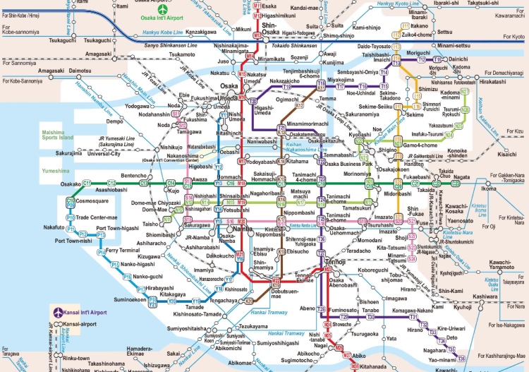 大阪地铁路线图，是不是很迷人？ 