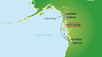 科奇坎（Ketchikan）位于阿拉斯加最南端。（点图放大）